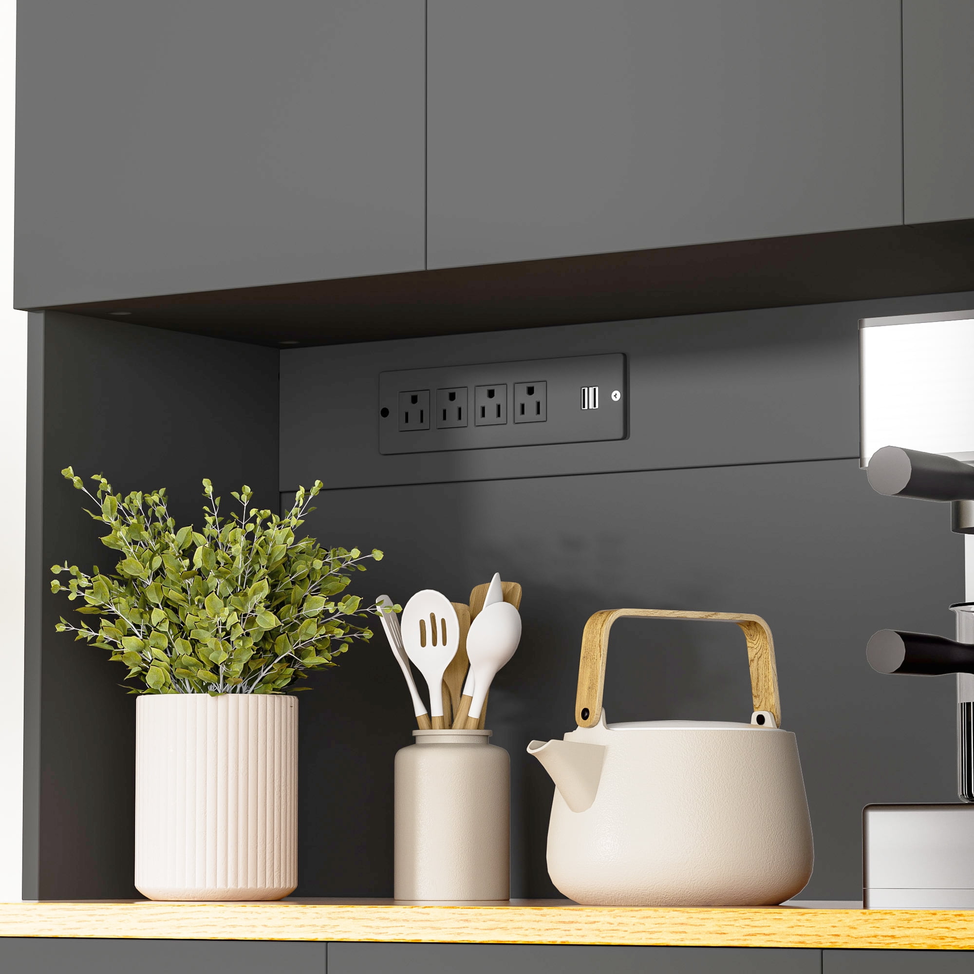 DIYART Black Kitchen Pantry Cabinet, 71" Tall Kitchen Storage Cabinet with 6 doors and Power Outlet