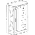 thumbnail image 2 of 47.64" H Farmhouse 5 Drawers Dresser, Tall Dresser 5 Chest of Drawers with Sliding Barn Door, Wooden Storage Organizer Cabinet Chest of Drawer for Closet for Living Room, Hallway (White), 2 of 9