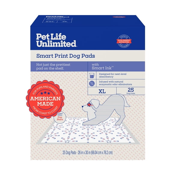 Pet Life Unlimited Smart Print Dog Pads, XL, 25ct, Wild Blueberry