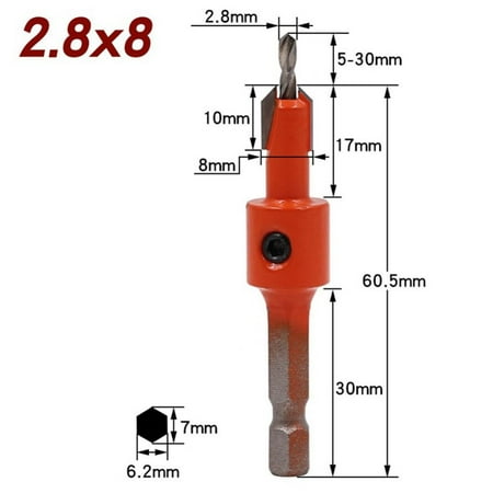

Drilling Tools Wood Metal Hole Cutter Drilling Tools Woodworking Countersink Drill Bit Drill Bit Hex Shank 2.8X8