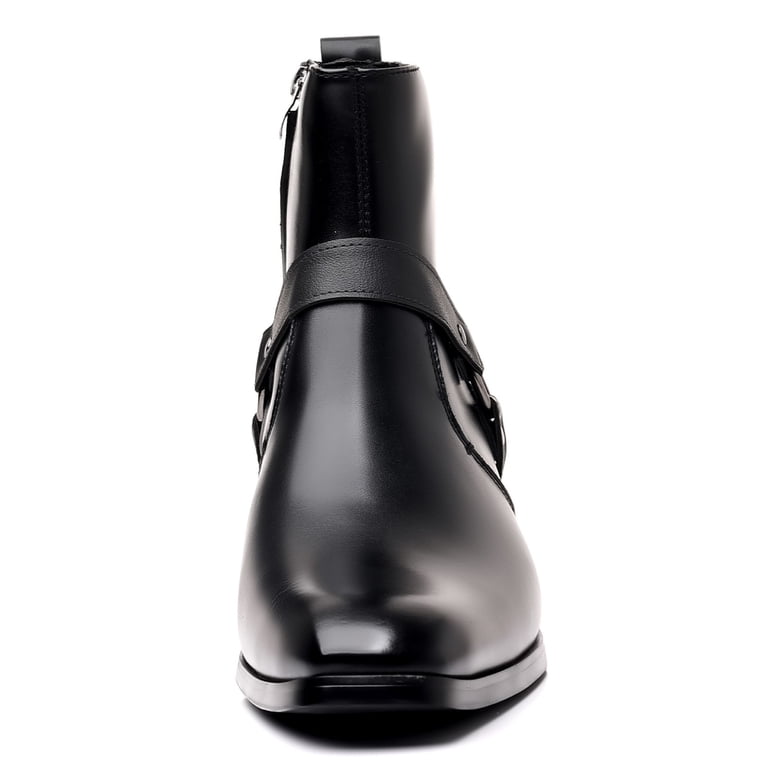 mens leather dress boots Soto Boots Mens Black Leather Dress Round Toe Cowboy Boots H50046