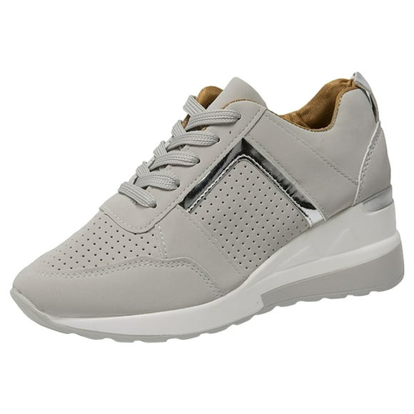 Rinsvye Ladies Summer Leather Lace Women's Fresh Foam X-70 V1 Sneaker Up Round Head Breathable Sneaker Sandals for Women Chunky Thick Sole Casual Sports Wedgie Sneaker for Women Shoes