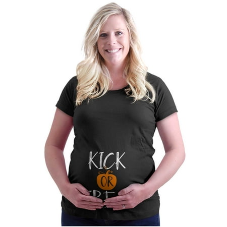 

Kick or Treat Pumpkin Halloween Pun Women s Maternity T Shirt Tee Brisco Brands 2X