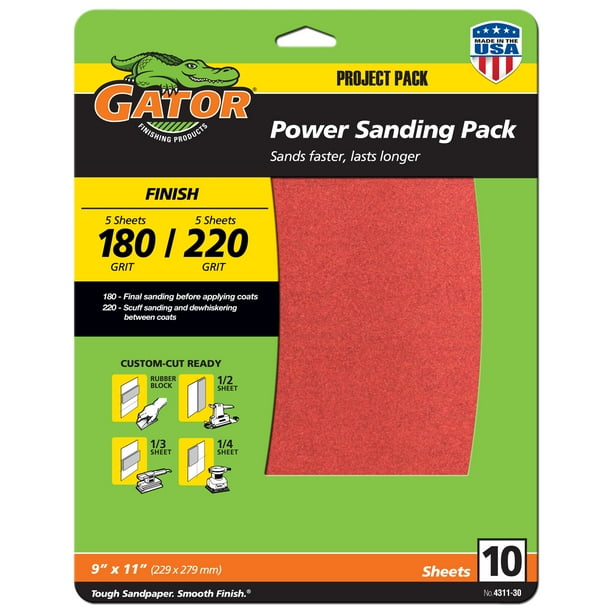 Gator 9inch x 11inch Red Resin Aluminum Oxide MultiSurface Sandpaper