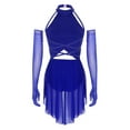 thumbnail image 2 of Yartina Womens Lyrical Dance Dresses Halter Strappy Back Sleeveless Leotard Dress Sparkly Mesh Royal Blue L, 2 of 7
