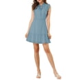 thumbnail image 1 of INSPIRE CHIC Women's Ruffle Tie Neck Sleeveless  A-Line Solid Color Chiffon Dress, 1 of 6