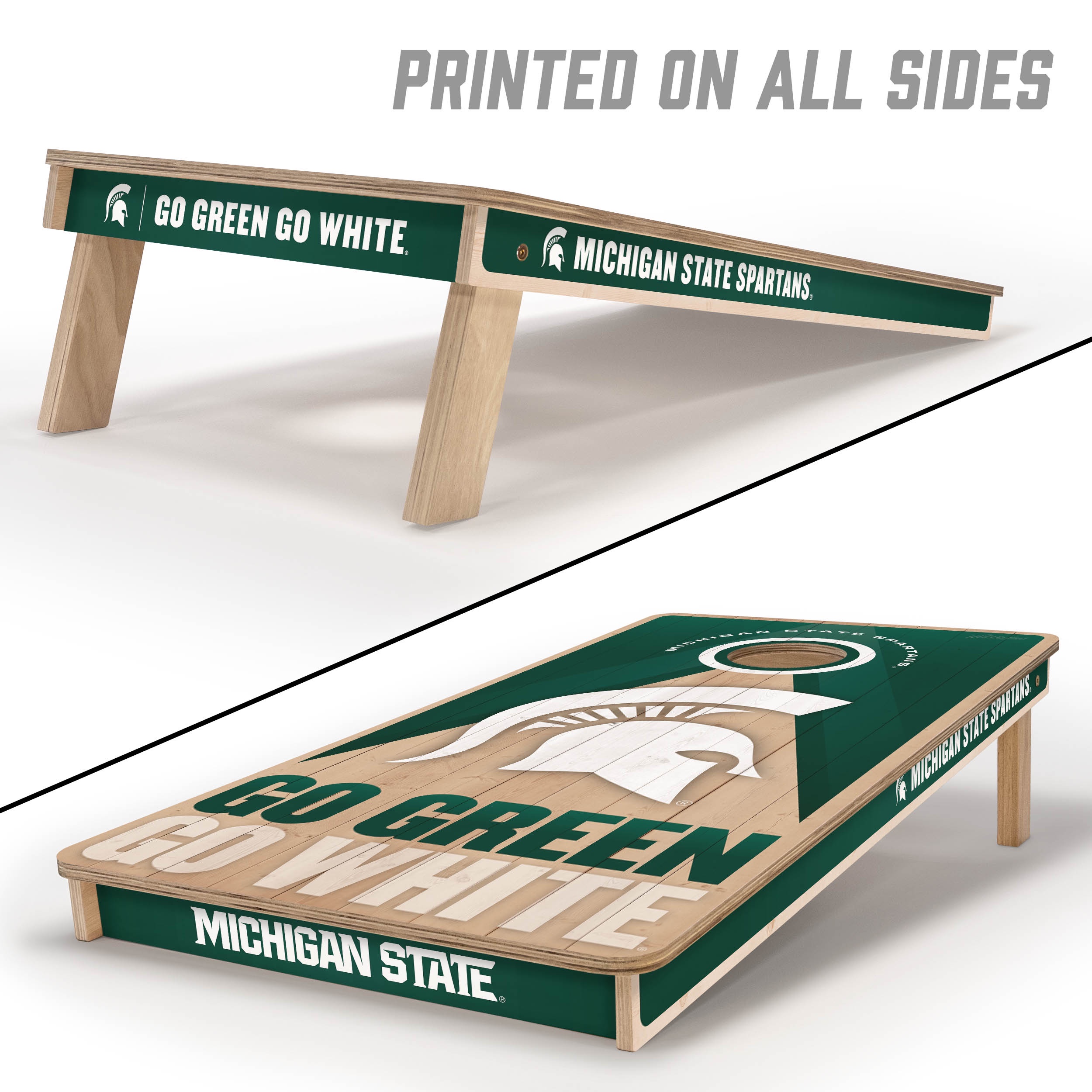 YouTheFan NCAA MI St Spartans 2X4 Slogan Series Cornhole NO BAGS