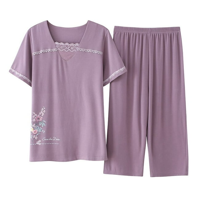 REDHOTYPE Fashion Print Pyjama Set Femmes 100% Coton Casual Home Pyjamas Plus Size Cool Short Sleeves M-XXXL Homewear