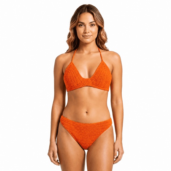 Handmade Crochet Bikini Set for Women, Knitted Two Piece Swimwear, Beach Vacation and Resort Wear