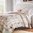 thumbnail image 3 of Greenland Home Fashions  Antique Rose All-Cotton Reversible Quilt Set Ecru (3-Piece Set) King - Cal King 3 Piece, 3 of 5