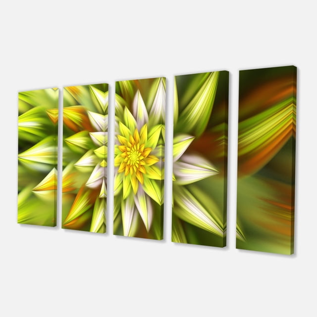 Designart - Énorme Fleur Fractale Jaune - Imprimé d'Art sur Toile Floral