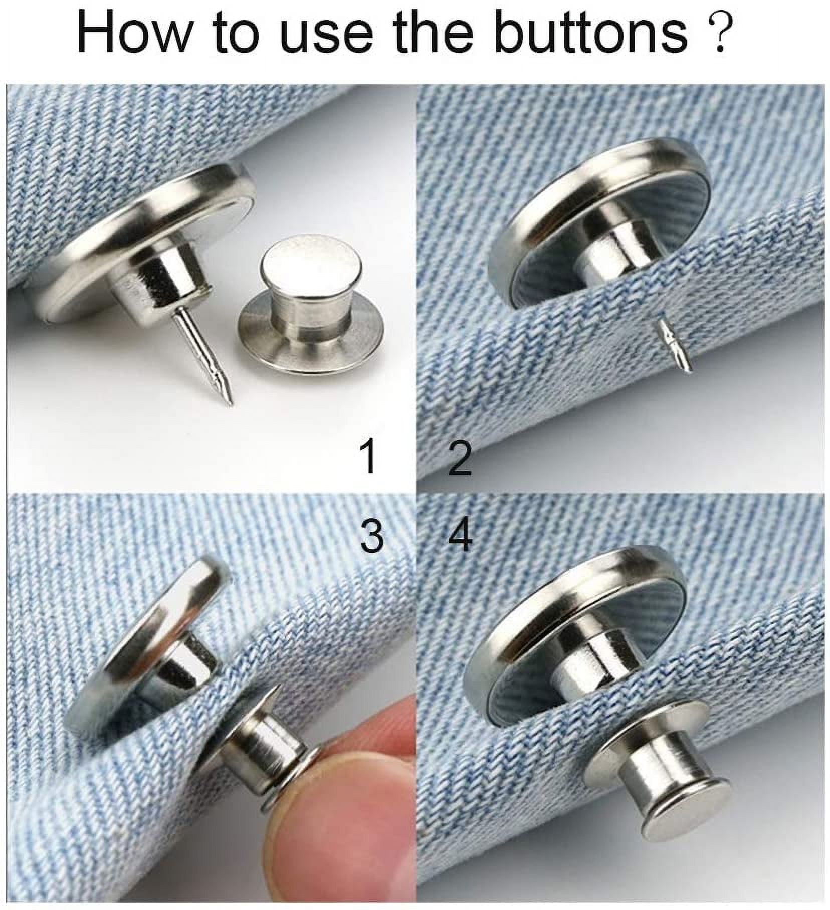 Tik Tok Style Jean Buttons 17mm Button Pins for Jeans No Sew Instant Button  Detachable Pants Button Make Loose Pants Fit Perfect 