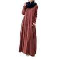 thumbnail image 4 of Women's Plus Size Casual Dress Solid Color Long Sleeve Winter Fall Basic Casual Maxi Long Dress Daily Vacation Dress Coffee, 4 of 4