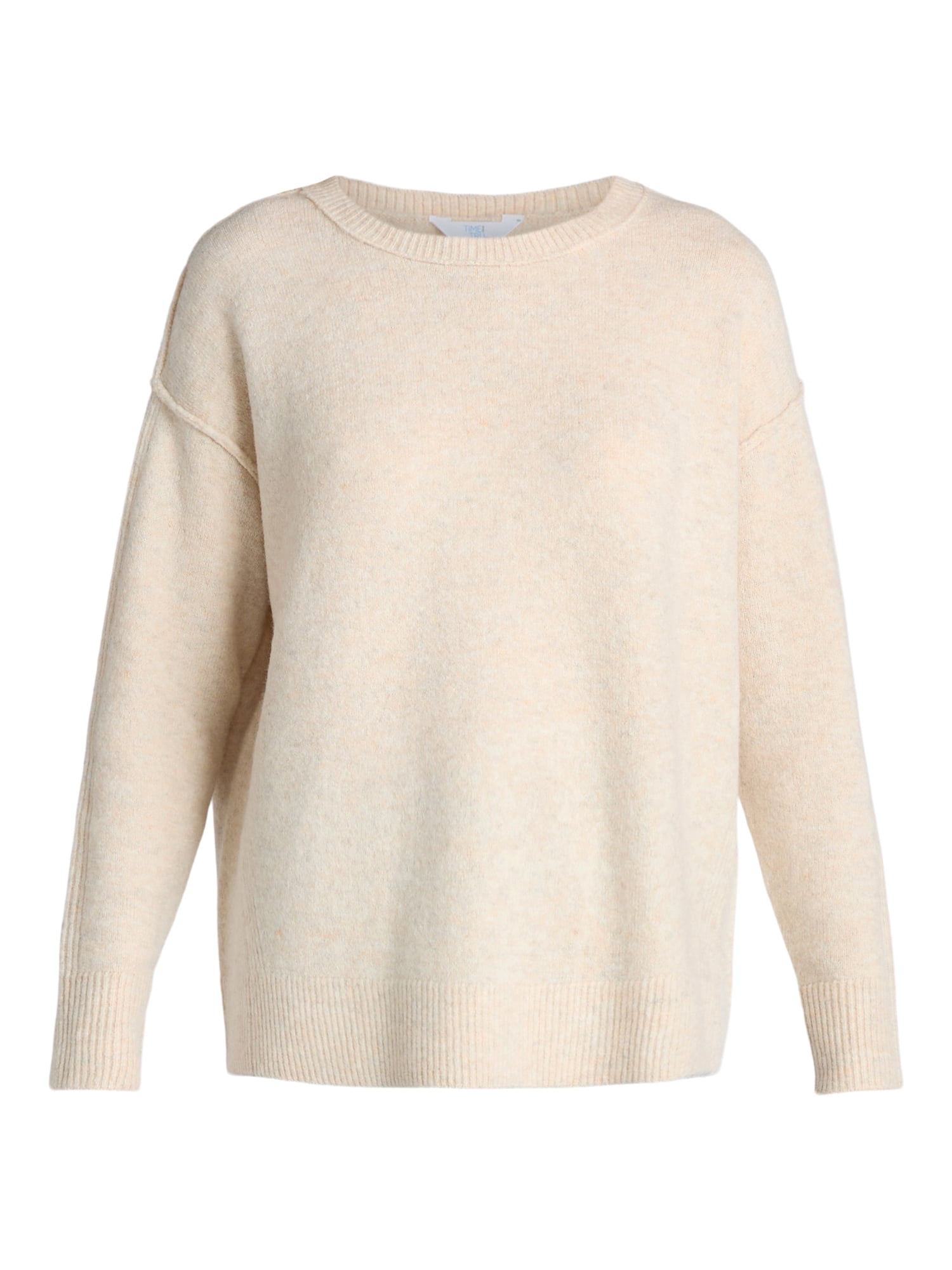 Time and Tru Women’s Crewneck Pullover Sweater with Long Sleeves, Midweight, Sizes XS-XXXL