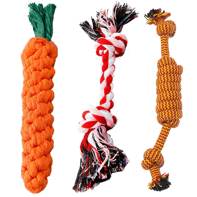 Rope toys, teeth cleaning, chewing, and rope tug of war dog toys designed specifically for small and medium-sized dog breeds, making them busy chewing toys