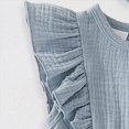 thumbnail image 5 of mgoYE Baby Girl Summer Clothes Newborn Outfit Ruffle Romper Infant Baby Dress Bow Headband Solid Cute Outfits Girls(Blue,3-6 Months), 5 of 7