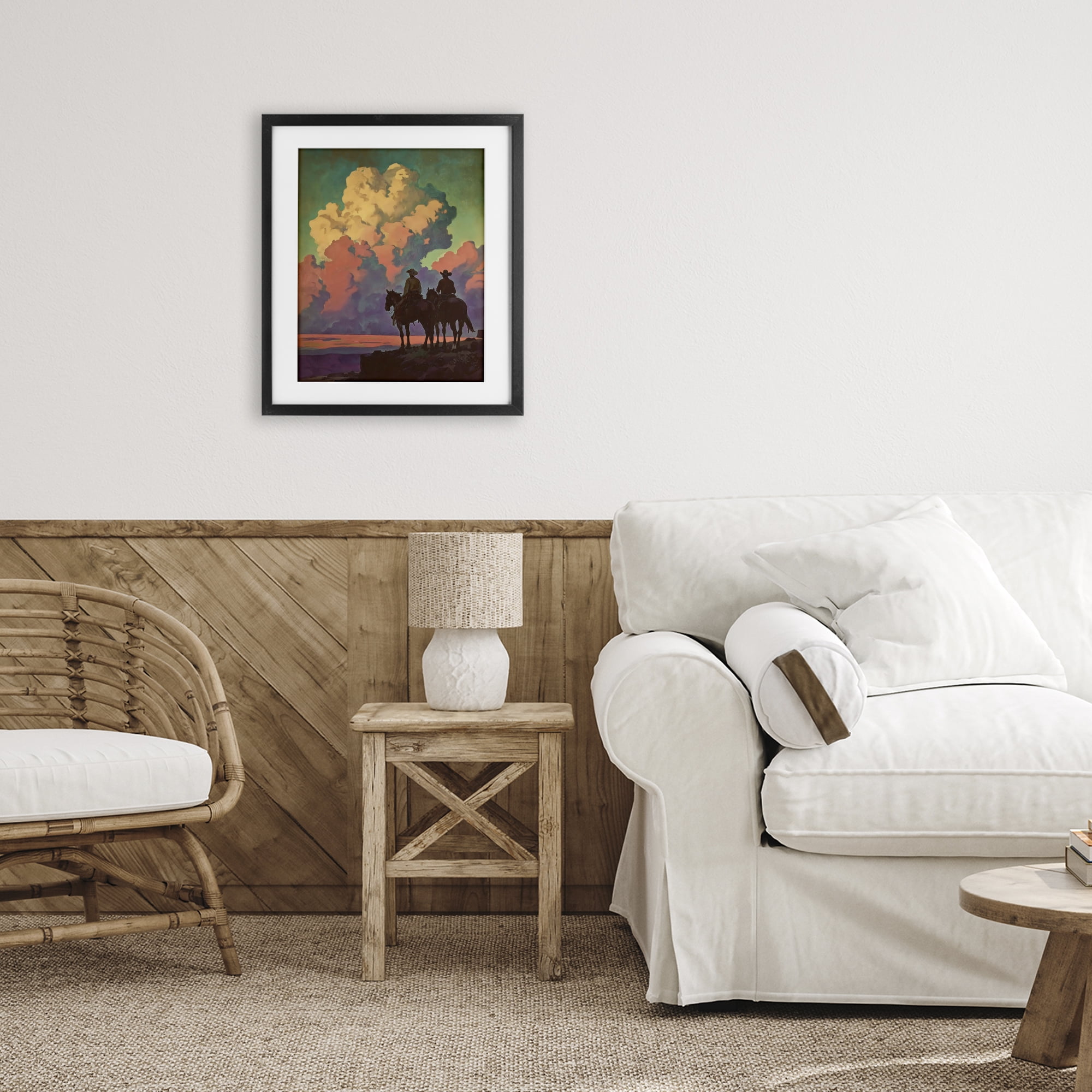 Stupell Industries Cowboys Silhouetted Against Clouds Black Framed Print Under Glass, design by Arlington Prints