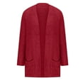 thumbnail image 5 of Lovskoo Cardigan Sweaters for Women Open Front Long Sleeve Solid Color Knit Double Pocket Medium Length Jacket Oversized Winter Outerwear Tops Claret, 5 of 6