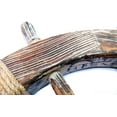 thumbnail image 4 of Wooden Ship Wheel Pine Wood Torched (Antique Black Finish) - Yellow Rope - (24 Inches, Antique), 4 of 6