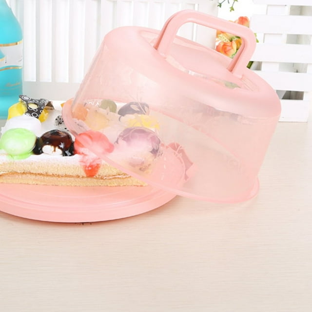 Plastic Cake Box Handle Fresh-keeping Box Pastry Dessert Storage Container Pink