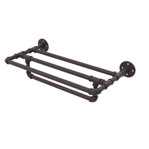 Allied Brass Pipeline 18'' Wall Mounted Towel Shelf with Towel Bar in Matte Black - image 4 of 7
