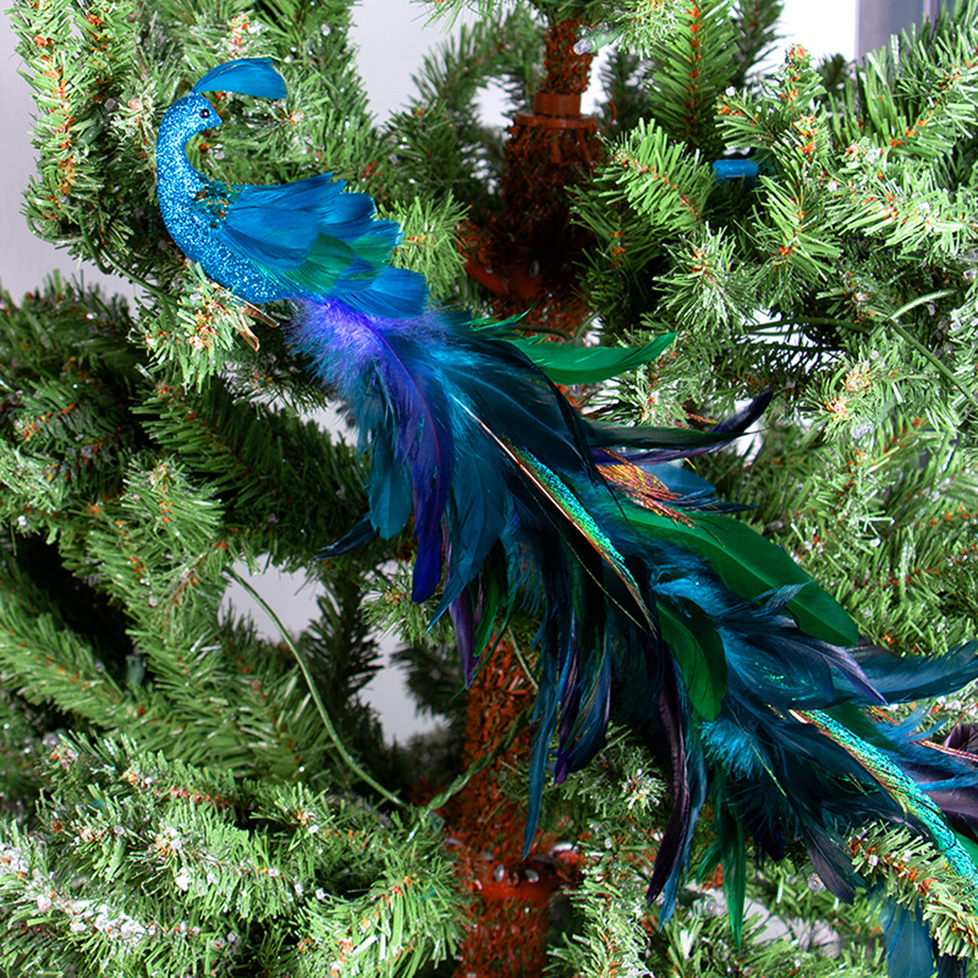 Licupiee Faux Peacock Feather Christmas Hanging Ornaments19In