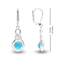 thumbnail image 5 of LeCalla 925 Sterling Sliver Light-Weight 6MM Turquoise Gemstone Leverback Infinity Drop Dangle Earrings for Women and Teen 35MM, 5 of 8