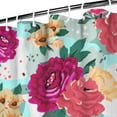 thumbnail image 4 of Floral Shower Curtain Watercolor Botanical Bathroom Decor Rustic Flower Design Fabric Bath Curtain for Tub Country Style Home Accessories with Hooks，84x72in(210x180cm), 4 of 5