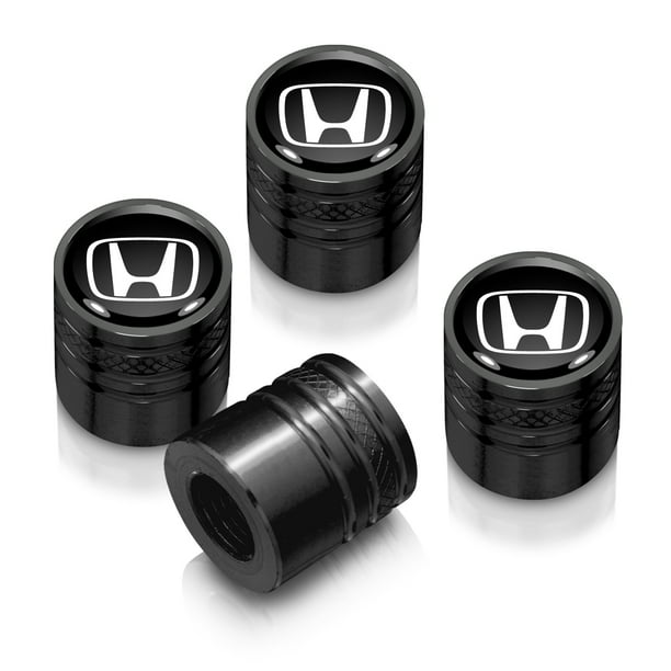 Honda Logo in Black on Black Aluminum CylinderStyle Tire Valve Stem Caps