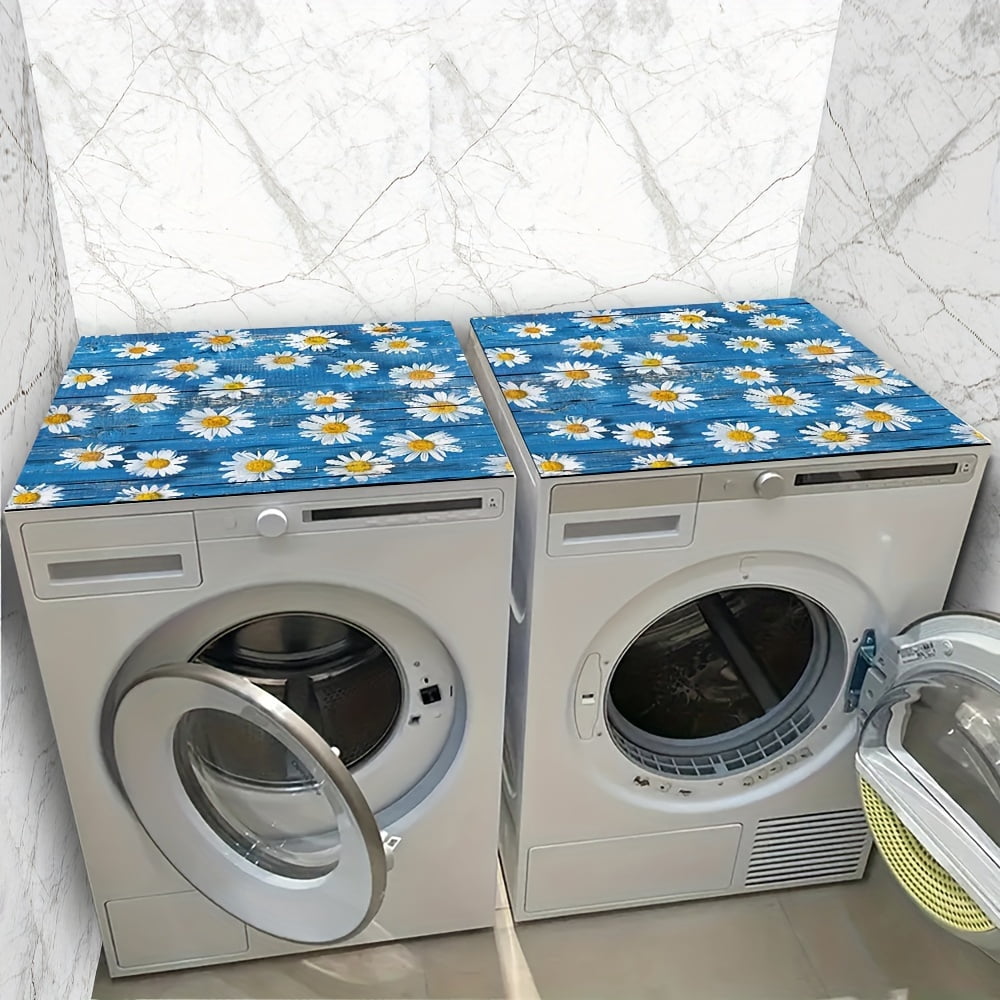 1pc, Dish Drying Pad, Spring Theme Daisy Pattern Washing Machine Dust Cover Mat, Countertop Absorbent Pad, Washstand Drain Mat, Washstand Cup Mat, Kitchen Accessories, Bathroom Accessories