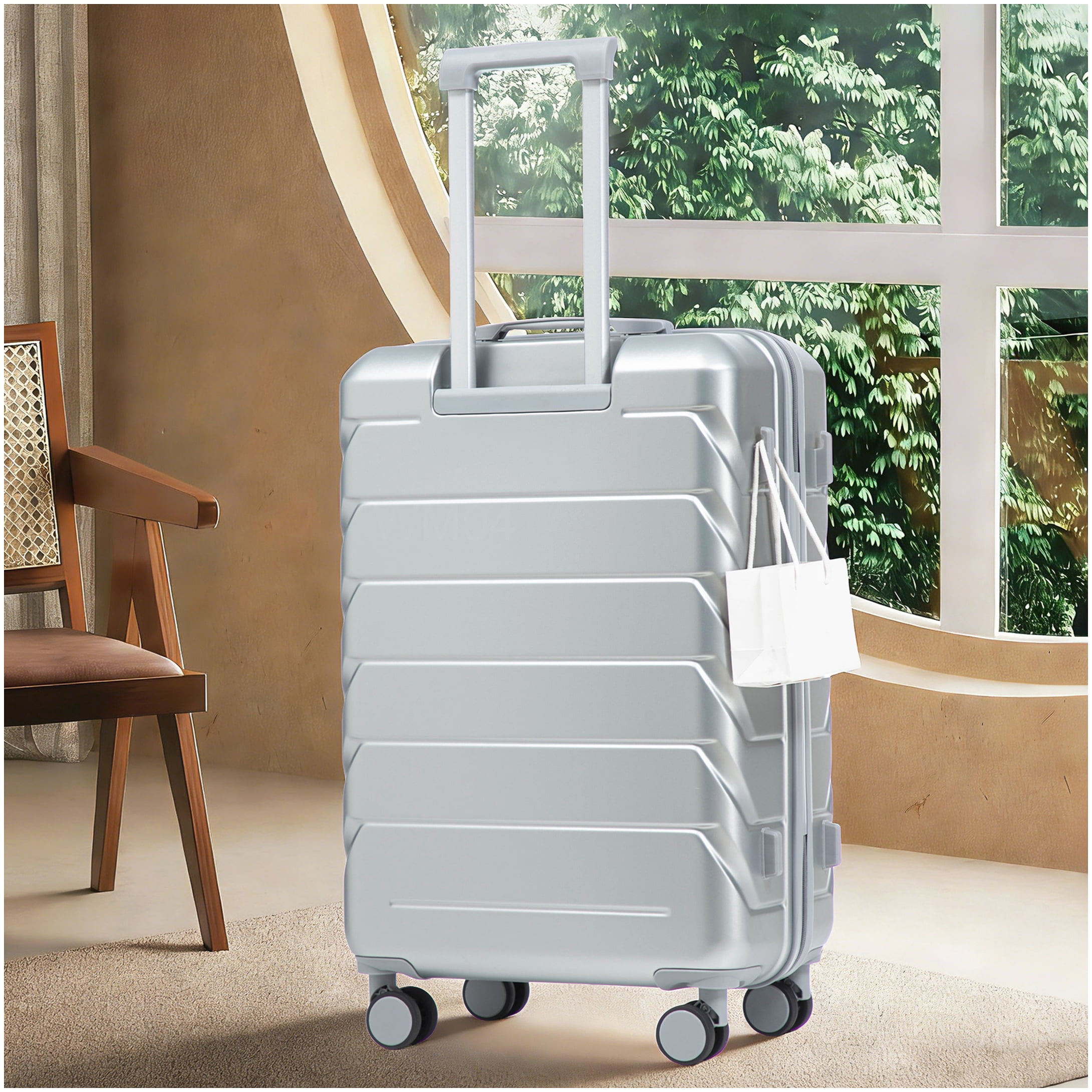 MANGIJOY Silver ABS Hardside Spinner Luggage, 28 Inch Large Checked Bag with TSA Lock &; Retractable Handle
