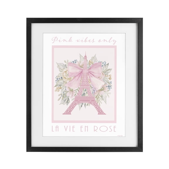 Stupell Industries Pink Vibes Only Paris Black Framed Print Under Glass, design by Cindy Jacobs