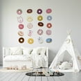 thumbnail image 2 of Kids Bedroom Living Room Multi-colored Fried Dough Ring Shaped Food Dessert Wall Decal Design - 22" x 28" Home Art Vinyl Adhesive Assorted Doughnuts Decor Removable Wall Decoration Sticker, 2 of 5