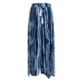 thumbnail image 4 of YIFUNIN Women's Printed Wide Leg Straight Pants with Lace-Up Detail & Side Slit, Casual Flowy Trousers for Bohemian Style, Lightweight Fabric,Blue L, 4 of 5