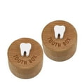 thumbnail image 1 of Less Than 5 Other Cleaning Supplies Box Wooden Baby Tooth Box Tooth Fairy Girl Box Boy Baby Round Solid Wood Button Cover Gift Box, 1 of 5