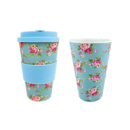 

Eco-Friendly Reusable Mug with Blue Floral Design