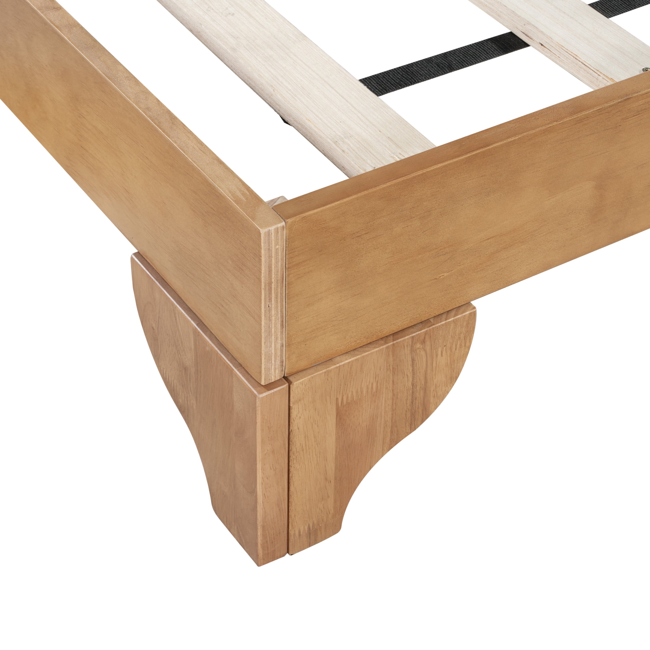 Christopher Knight Home Premium Pine Wood King Bed Frame with Headboard, Mid-Century Modern Design, Natural+Green