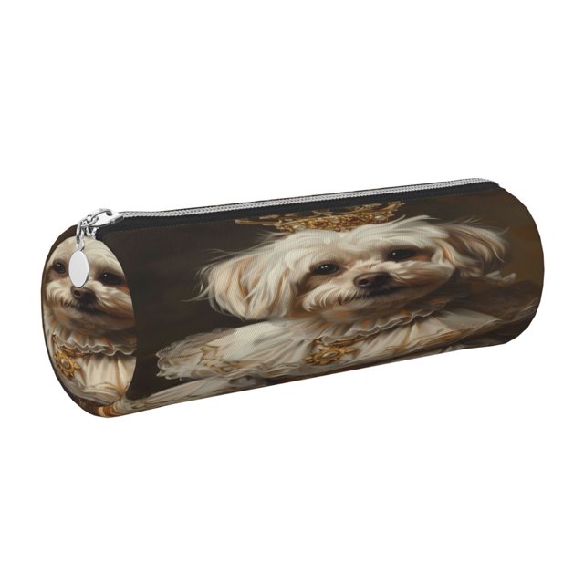 Disketp Regal Dog In Royal Attire Estuche Organizador de Lápices de Cuero, Estuche de Oficina con Cremallera para Bolígrafo y Lápiz