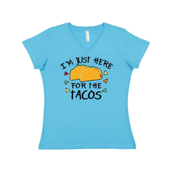 Inktastic I'm Just Here for the Tacos Cinco De Mayo Women's V-Neck T-Shirt