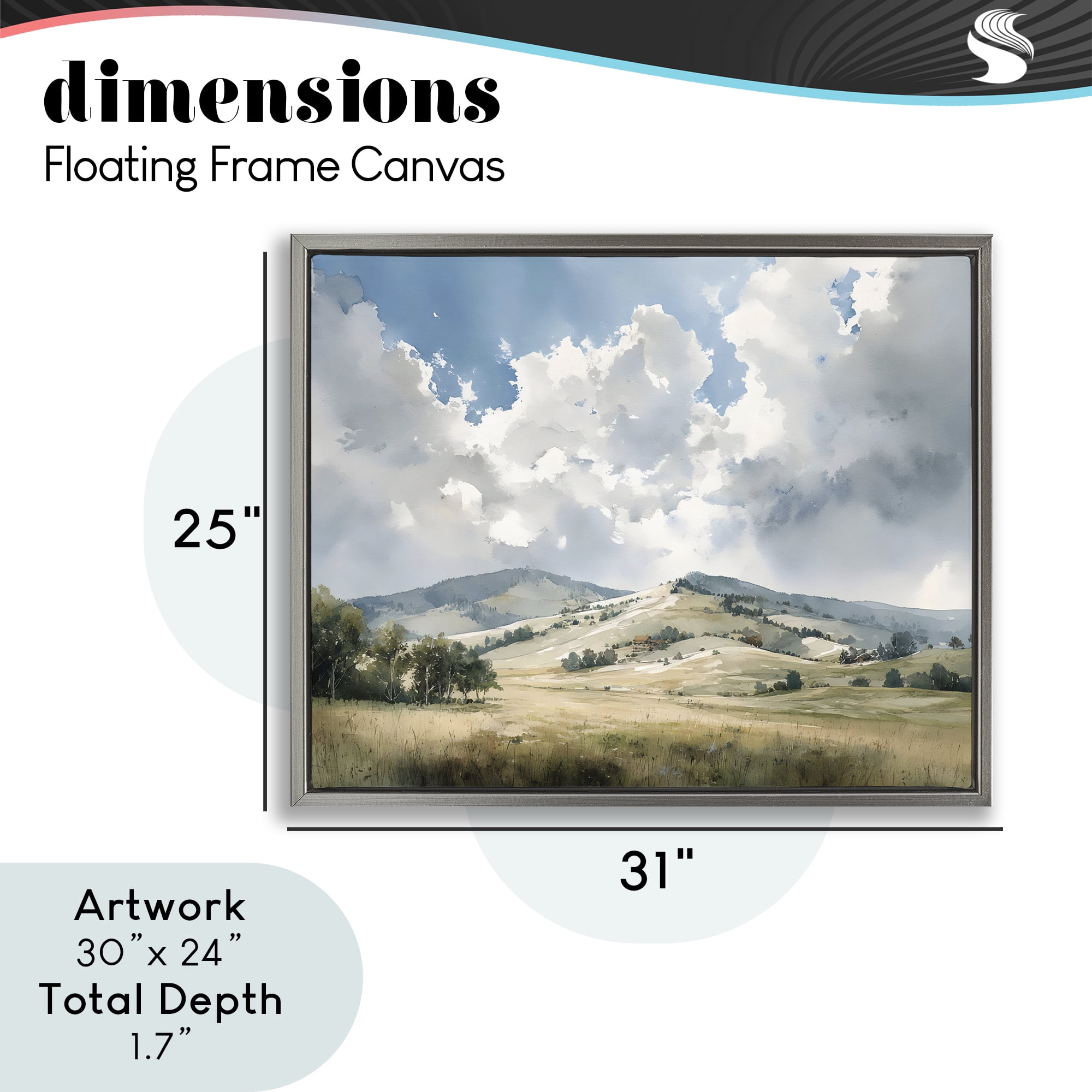 Stupell Industries Tranquil Hills Meadow Gray Framed Floater Canvas Wall Art, design by Franklyn Gregory