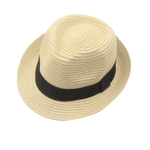 BODOAO Straw Fedora Hats for Men Women 1920S Unisex Party Costume Hats Wide Brim Fedora Trilby Fedora Hat Straw Beach Hat with Strap Uv Upf 50 Resort Style for Daily Wear Jazz Cap Summer Beach Style