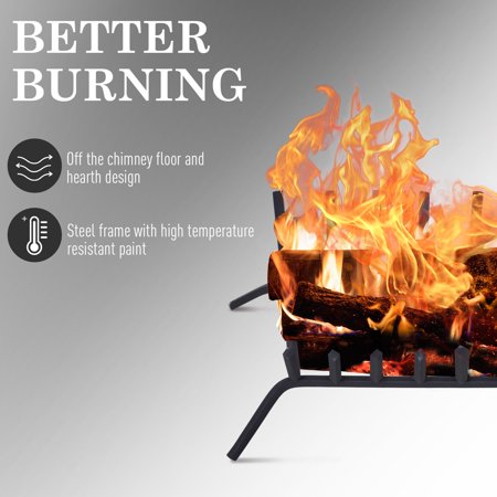 Solid All Steel Fire Place Log Grate V Shape 7 Bar Ember Retainer