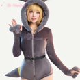 thumbnail image 4 of Disfraz de Anime Umbreon para mujer, traje de franela con capucha, sexy, para chica conejita, pijama de felpa Kawaii, monos de dibujos animados, 4 of 5