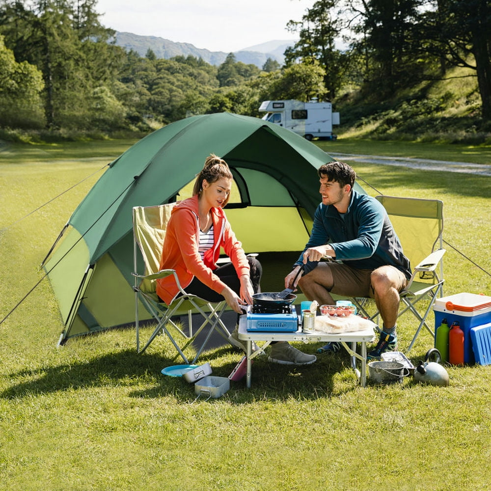 GVN Camping Tent, Tent,2-person Camping Tent w/ Removable Rain Fly and Double-layer Door-Green