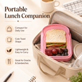thumbnail image 5 of Portable Bamboo Fiber Sandwich Container, 2.1 Quart Lunch Box with Secure Lid, Reusable Meal Storage for Toast, Rice, Snacks, Travel, Work, Picnic, Camping and Kitchen, Pink, 5 of 6