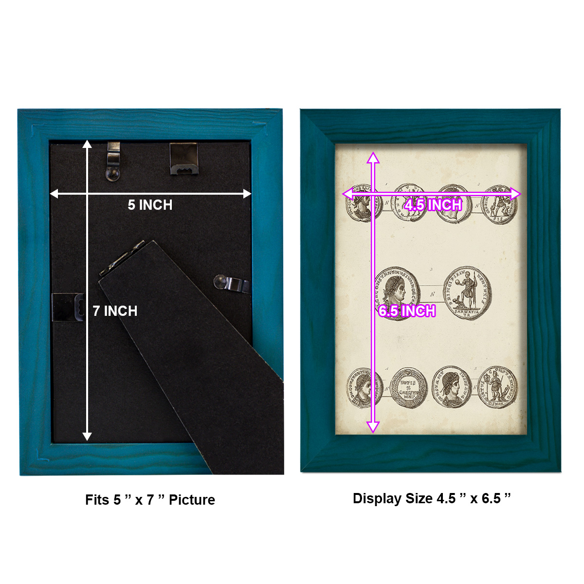 Antique Roman Coins V -Framed Print w/glass-Ocean Blue