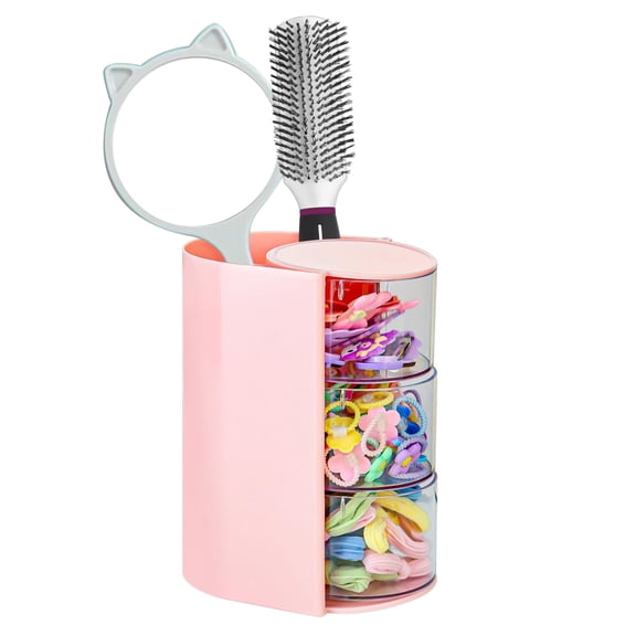 Soda Candy Hair Accessories Organizer with Hair Brush Holder 180° Rotating Makeup Brush Storage for Necklaces, Earring, Bracelet, Ring, Makeup Brushes, Hair Clip and Hair Accessories