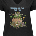 thumbnail image 4 of Inktastic Cats are Just Friends with Fur Cat in Flower Women's Plus Size V-Neck T-Shirt, 4 of 5