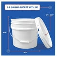 3.5 Gallon White Bucket & Lid Set of 3 Durable 90 Mil All Purpose