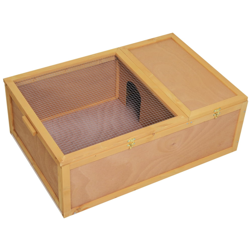 PawHut 37”L Wood Tortoise House Turtle Habitat, Indoor Tortoises